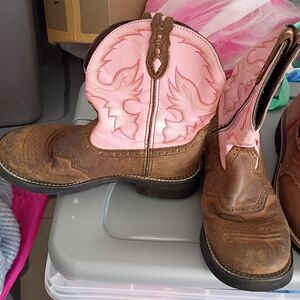 Ariat FatbabyPink &Brown Western Boots 10 Super Cute & Comfortable